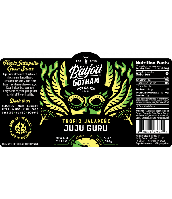 JuJu Guru Tropic Jalapeno - Hot Sauce - Alchemist of Righteous Rhythm and Funky Flavor
