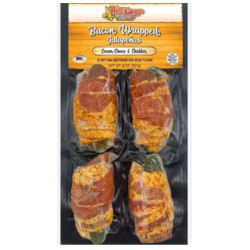 Big Easy Foods Bacon Wrapped Stuffed Jalapenos Cream Cheese & Cheddar