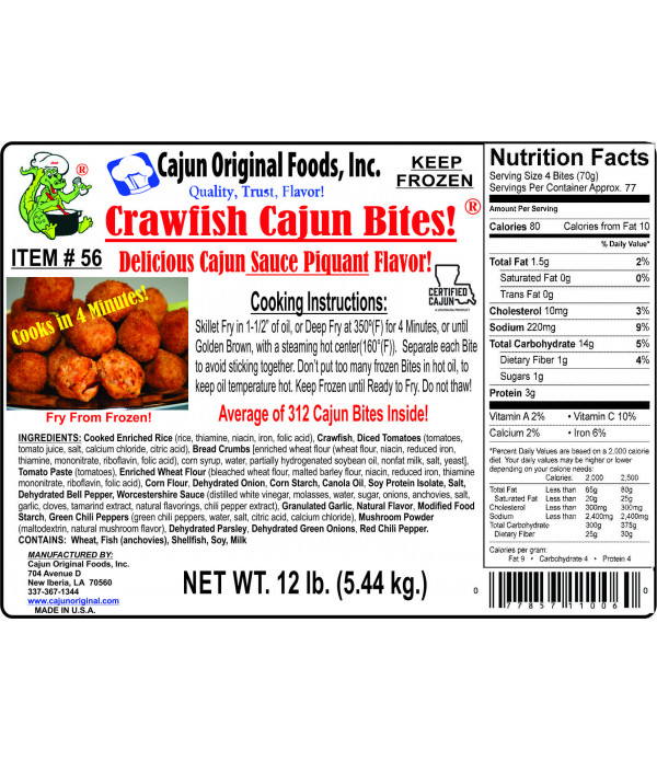 Cajun Original Crawfish Bites 12lb (312 bites)