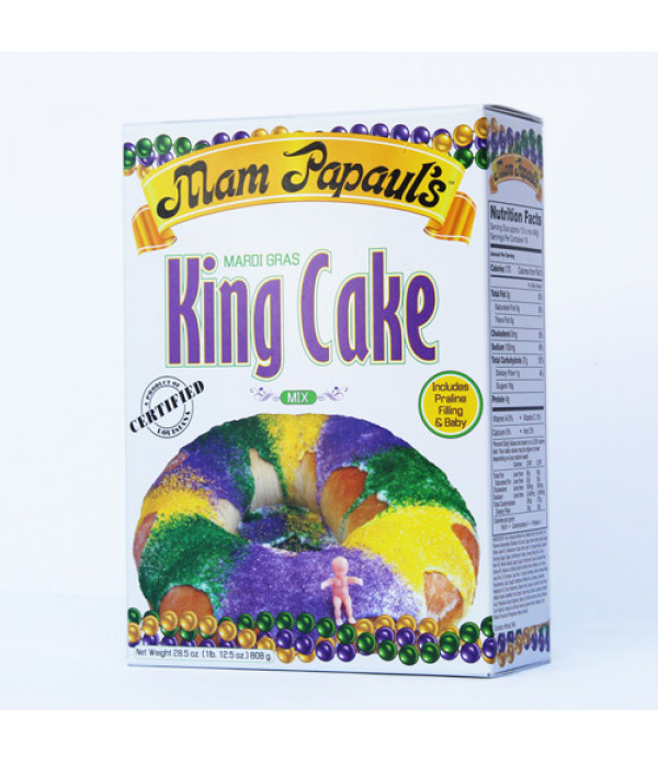 Mam Papaul's Mardi Gras King Cake with Praline Filling 28.5oz