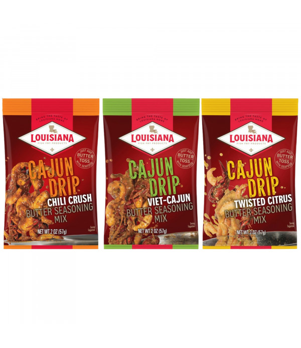Cajun Drip Seasoning Variety Pack - Twisted Citrus, Viet-Cajun, Chili Crush - Louisiana Fish Fry - Seafood Seasoning