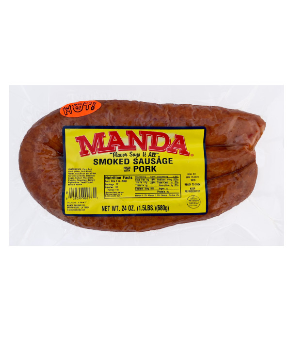 Manda Hot Smoked Pork Sausage 24oz