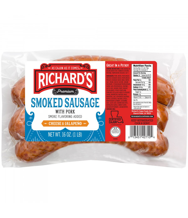 Richard's Jalapeno & Cheese Smoked Pork Sausage 1lb