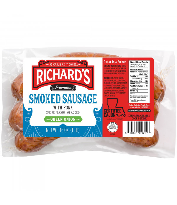 Richards Smoked  Pork & Green Onion Sausage 1lb