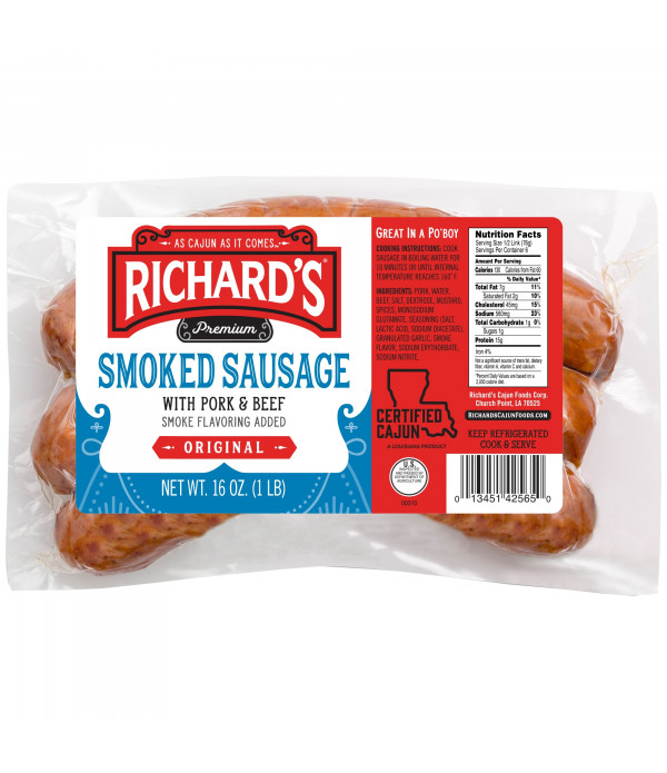 Richard's Smoked Pork & Beef Sausage Original 1lb