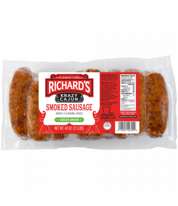 Richards Krazy Cajun Link Green Onion Smoked Sausage 2lb