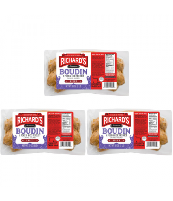 Richards Spicy Boudin (Pack of 3) - Shipping Included