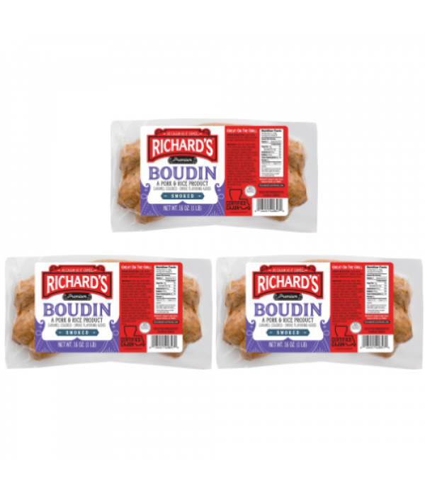 Richards Smoked Boudin (Pack of 3) - Shipping Included