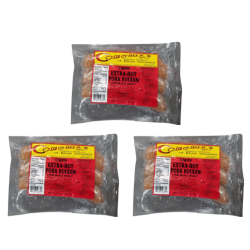 Comeaux's Extra Hot Pork Boudin (Pack of 3) - Shipping Included