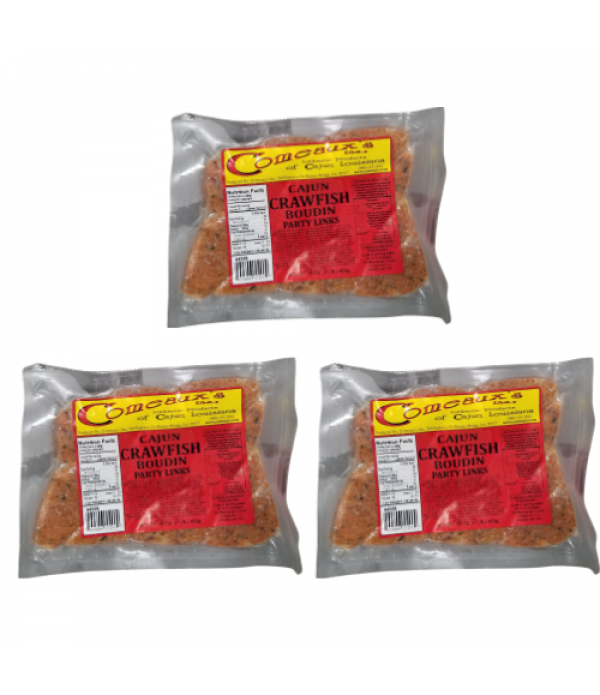 Comeaux's Crawfish Boudin Party Links (Pack of 3) - Shipping Included