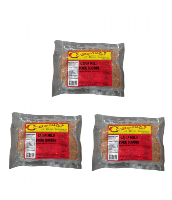 Comeaux's Pork Boudin Mild (Pack of 3) - Shipping Included