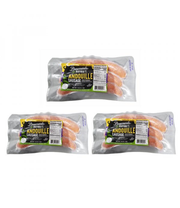 Broussards Bayou Company Andouille 1lb (Pack of 3) - Shipping Included