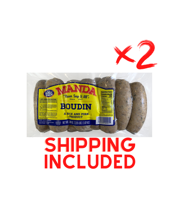 Manda Pork Boudin Party Pack 2.25lb (Pack of 2) - Shipping Included