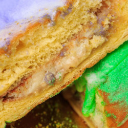 Gambino's Praline King Cake with icing on side